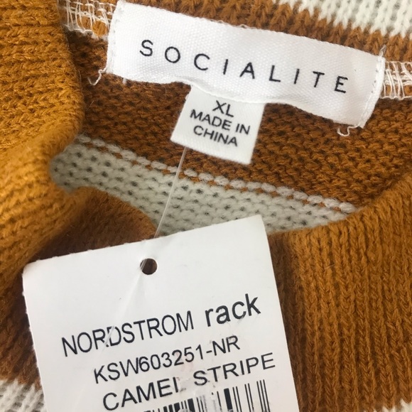 Socialite Striped Mock Neck Dolman Sleeve Sweater - Picture 5 of 7